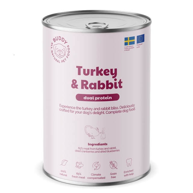 Buddy Pet Foods Turkey & Rabbit 400 g | Djur - Djurfoder & tillskott - Foder & fodertillskott | Apoteka