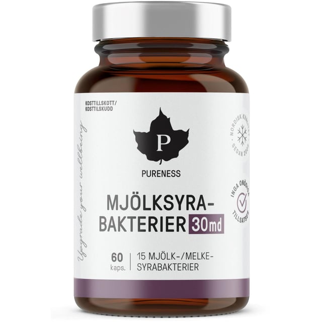 Pureness Mjölksyrabakterier 30 md - 60 kapslar | Vitaminer & kosttillskott - Kosttillskott för mage - Mjölksyrabakterier | Apoteka