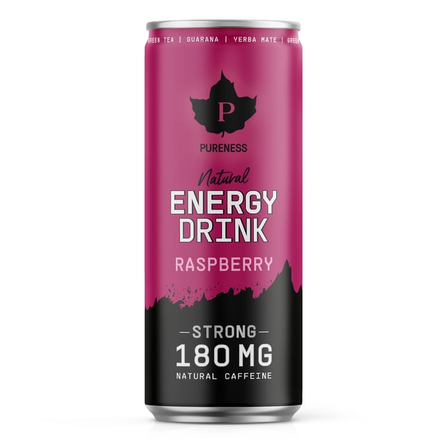 Pureness Natural Energy Drink Strong Raspberry 330 ml | Mat & dryck - Drycker - Energidryck | Apoteka
