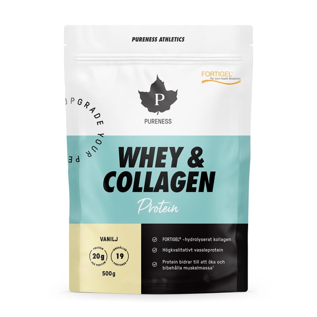 Pureness Athletics Whey & Collagen Vanilj - 500 g | Träning - Proteintillskott - Proteinpulver - Vassleprotein,Vitaminer & kosttillskott - Kollagen | Apoteka