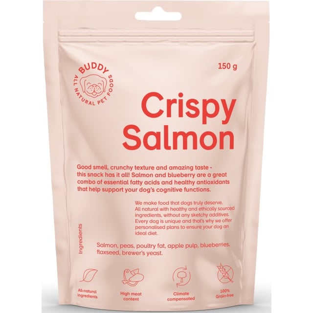 BUDDY Crispy Salmon Hundgodis 150 g | Djur - Djurgodis - Hundgodis | Apoteka