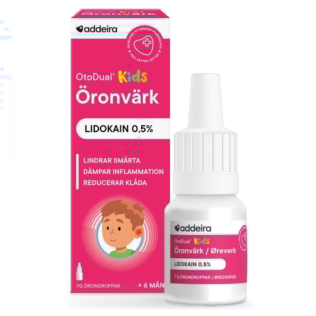 addeira OtoDual Kids Örondroppar 7 g | Ögon & öron - Öron - Simmaröra,Baby, barn & förälder - Lilla apoteket - Öronbesvär hos barn | Apoteka