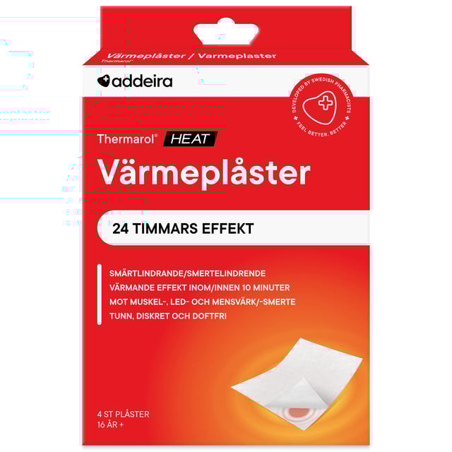 addeira Thermarol Smärtlindrande Värmeplåster 4 st | Träning - Träningsvärk & muskelsmärtor - Värmeplåster & kyldynor,Värk & feber - Ledvärk & artros,Värk & feber - Mensvärk,Värk & feber - Muskelvärk | Apoteka