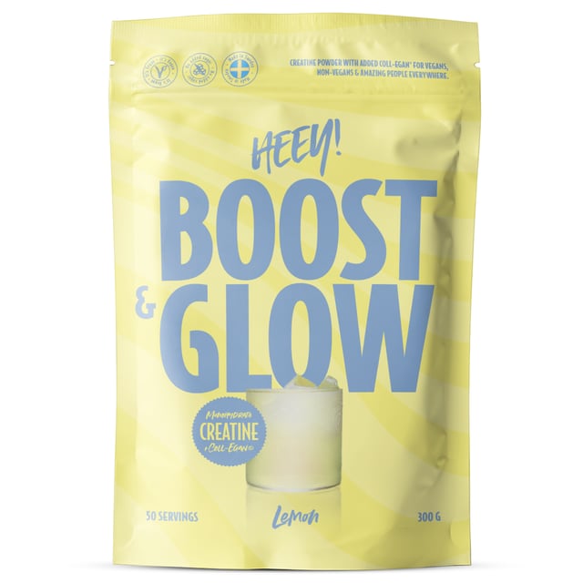 Heey! Boost & Glow Creatine + Collegan® Lemon 300 g | Träning - Energigivande - Kreatin,Vitaminer & kosttillskott - Kollagen | Apoteka