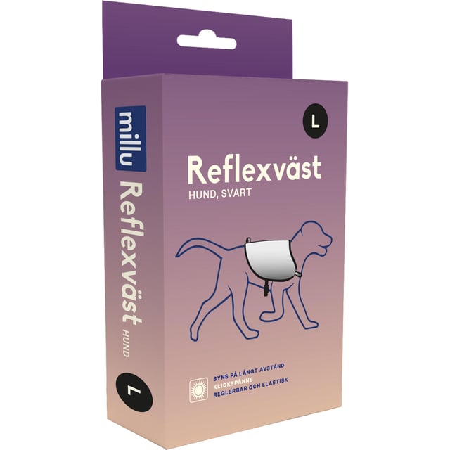 Millu Reflexväst Hund Svart L | Djur - Djurtillbehör - Hundlampor & reflexer för djur | Apoteka