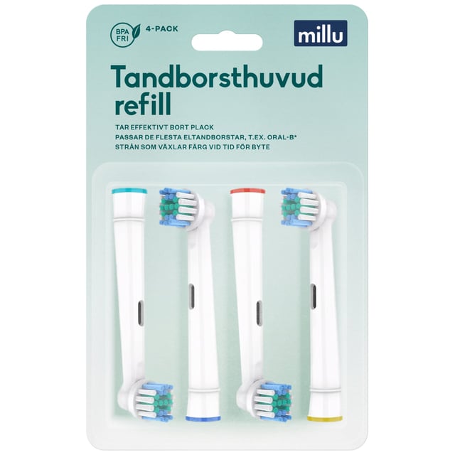 Millu Tandborste Refill 4 st | Munvård - Tandborste - Tandborsthuvud | Apoteka