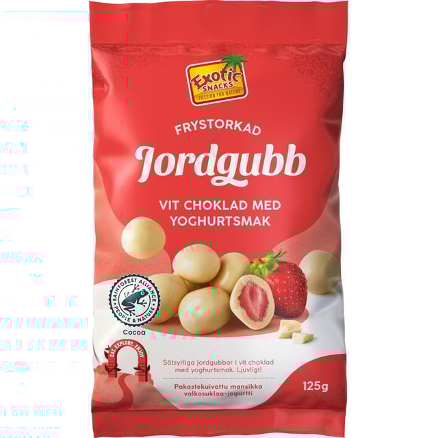 Exotic Snacks Frystorkad Jordgubb Vit Choklad & Yoghurt 125 g