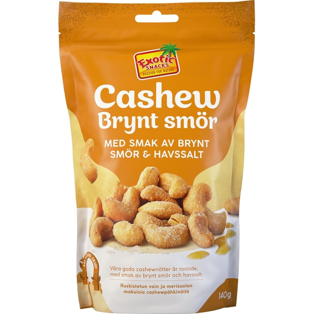 Exotic Snacks Cashew Brynt Smör & Havssalt 140 g | Mat & dryck - Skafferi - Torkad frukt, nötter & frön | Apoteka