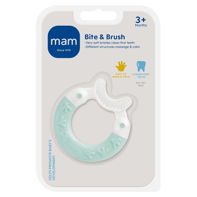 MAM Bite & Brush Bitring 3+ Månader 1 st - Olika färger | Baby, barn & förälder - Munvård för barn - Tandsprickning,Baby, barn & förälder - Leksaker - Bitringar & bitleksaker | Apoteka