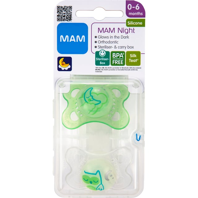 MAM Original Night Nappar 0-6 Månader Silikon 2 st - Olika färger | Baby, barn & förälder - Nappar & napphållare - Nappar,Baby, barn & förälder - Nappar & napphållare - Nappar för nyfödda | Apoteka
