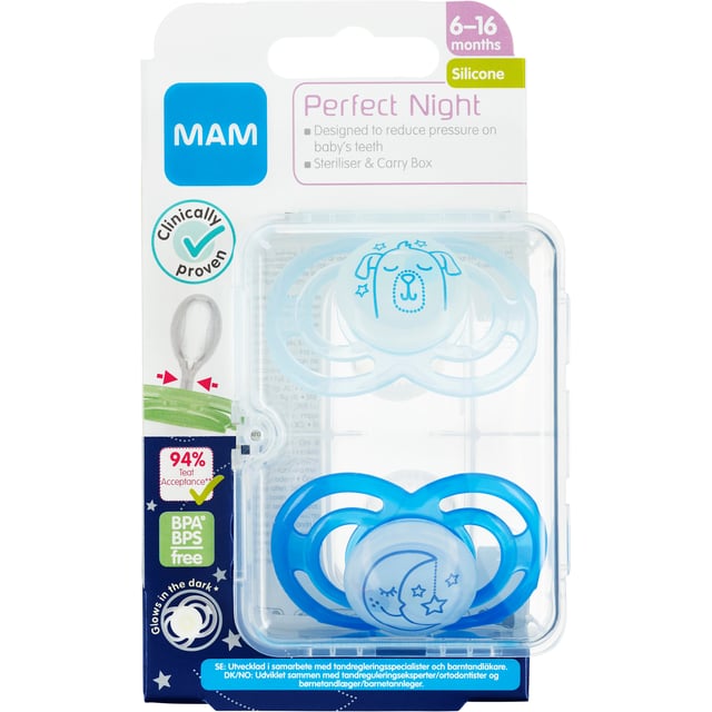 MAM Perfect Night Nappar 6-16 Månader Silikon 2 st - Olika färger | Baby, barn & förälder - Nappar & napphållare - Nattnappar,Baby, barn & förälder - Nappar & napphållare - Nappar | Apoteka