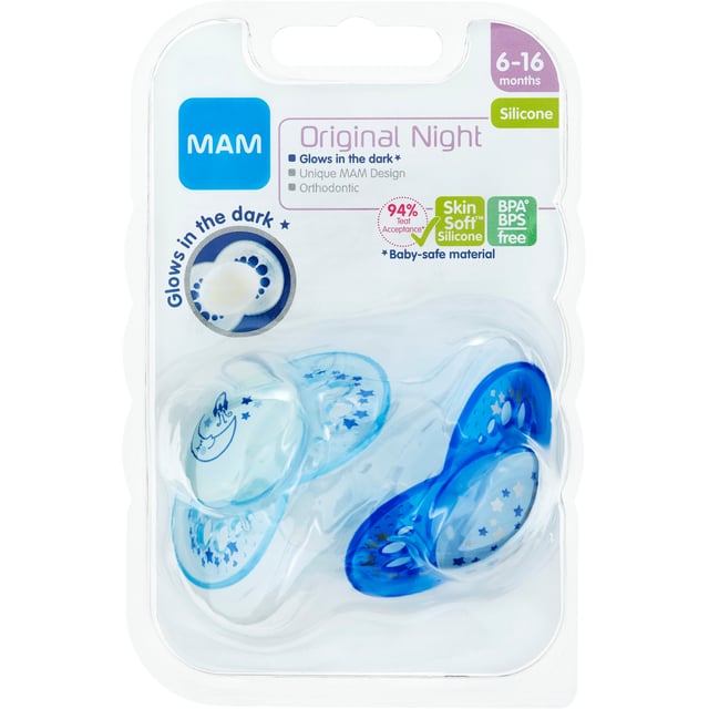 MAM Original Night Nappar 6-16 Månader Silikon 2 st - Olika färger | Baby, barn & förälder - Nappar & napphållare - Nattnappar,Baby, barn & förälder - Nappar & napphållare - Nappar | Apoteka