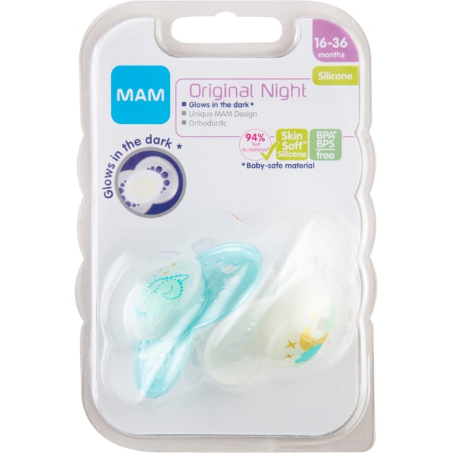 MAM Original Night Nappar 16-36m Silikon 2 st - Olika färger | Baby, barn & förälder - Nappar & napphållare - Nattnappar,Baby, barn & förälder - Nappar & napphållare - Nappar | Apoteka