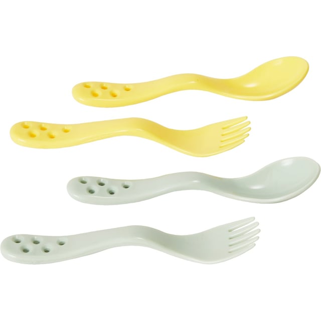 Bambino Little Scooper! Gaffel & sked Mint/Apricot | Baby, barn & förälder - Mata - Barntallrikar & barnbestick | Apoteka