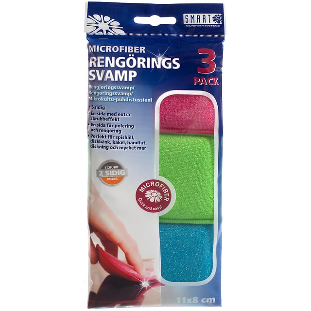 Smart Microfiber Microfiber Rengöringssvamp 3 st | Hushåll - Hushållstillbehör | Apoteka