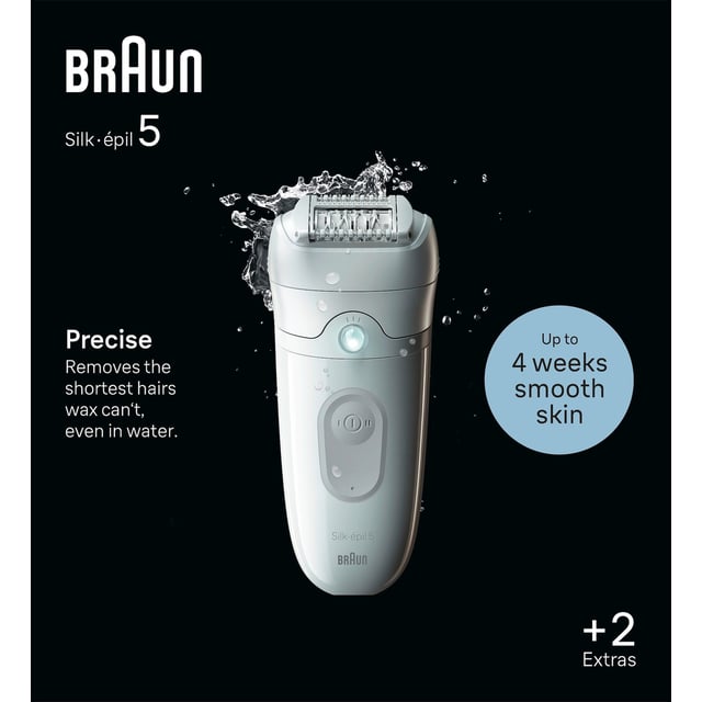Braun Silk-épil 5 Epilator för enkel hårborttagning, 5-011, Vit/Grå | Hudvård - Rakning & hårborttagning - Epilering & IPL | Apoteka