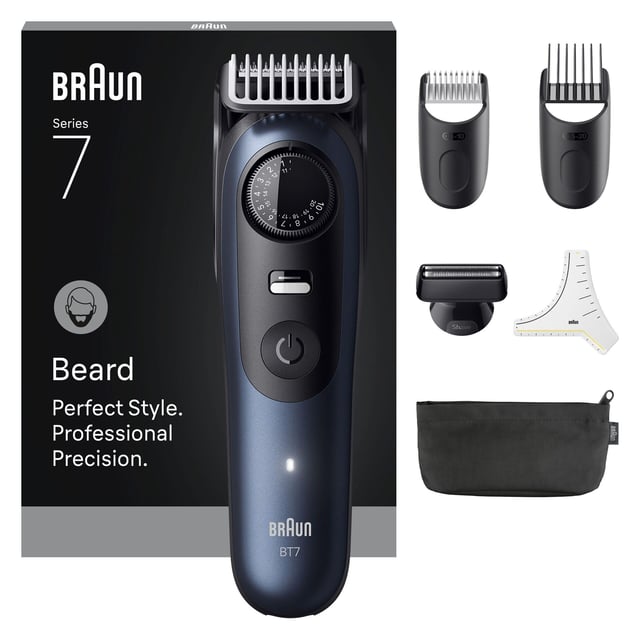Braun Skäggtrimmer Series 7, +6 Barberverktyg, BT7520, Blå | Hudvård - Hudvård för män - Skäggvård - Skäggtrimmer | Apoteka