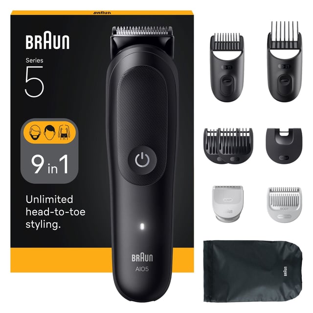 Braun Allt-in-One Series 5, 9in1 Grooming Kit, AIO5540, Svart | Hudvård - Hudvård för män - Skäggvård - Skäggtrimmer,Hudvård - Rakning & hårborttagning - Rakapparat,Hudvård - Rakning & hårborttagning - Hårtrimmer | Apoteka