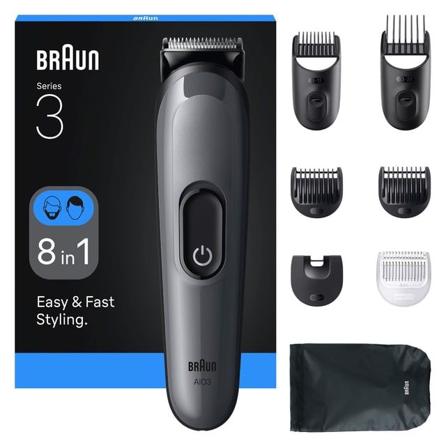 Braun All-in-One Series 3, 8in1 Grooming Kit, AIO3540, Grå | Hudvård - Hudvård för män - Skäggvård - Skäggtrimmer,Hudvård - Rakning & hårborttagning - Rakapparat,Hudvård - Rakning & hårborttagning - Hårtrimmer | Apoteka