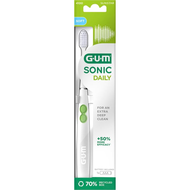 GUM Sonic Daily Toothbrush Vit 1 st | Munvård - Tandborste - Eltandborste,Munvård - Tandborste - Manuell tandborste | Apoteka