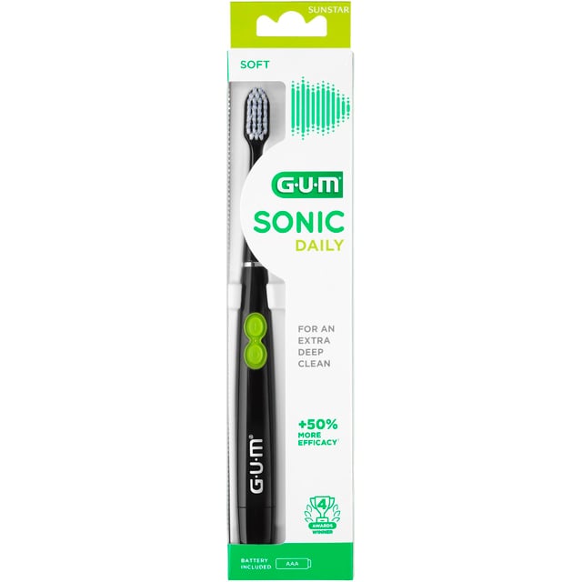GUM Sonic Daily Toothbrush Svart 1 st | Munvård - Tandborste - Eltandborste,Munvård - Tandborste - Manuell tandborste | Apoteka