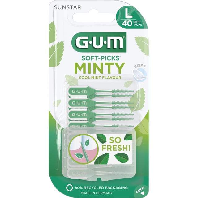 GUM Soft-Picks Comfort Flex L Mint 40 st | Munvård - Mellanrumsrengöring - Tandpetare | Apoteka