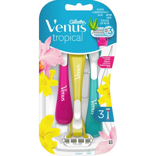 Gillette Venus Tropical Engångshyvlar 3 st | Hudvård - Rakning & hårborttagning - Rakhyvlar,Hudvård - Reseförpackningar,Hjälpmedel & säkerhet - Till resan | Apoteka