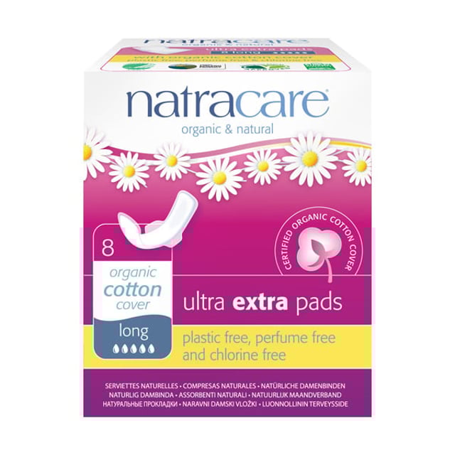 Natracare Ultra Extra Pads Long 8 st | Intimvård - Underlivsbesvär - Riklig mens,Intimvård - Mensskydd - Binda | Apoteka