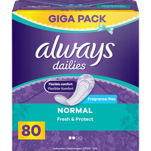 Always Daily Fresh Normal Trosskydd, 0% Parfymer och Färgämnen, 80 st | Intimvård - Mensskydd - Trosskydd | Apoteka