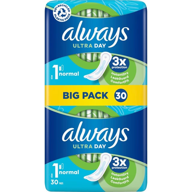 Always Ultra Day Bindor Normal Storlek 1 - 30 st | Intimvård - Mensskydd - Binda | Apoteka