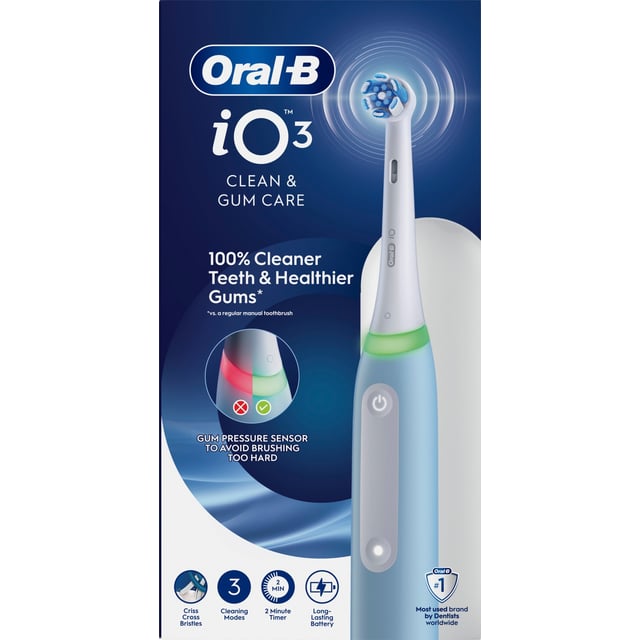 Oral-B iO3 Eltandborste Blå 1 Tandborsthuvud & Resefodral 1 st | Munvård - Tandborste - Eltandborste | Apoteka