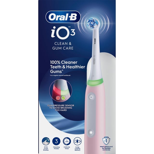 Oral-B iO3 Eltandborste Rosa 1 Tandborsthuvud & Resefodral 1 st | Munvård - Tandborste - Eltandborste | Apoteka