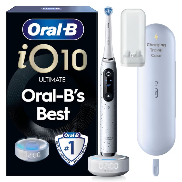 Oral-B iO10 Eltandborste Vit 1 Tandborsthuvud, Resefodral med laddare & Hållare till borsthuvud | Munvård - Tandborste - Eltandborste | Apoteka