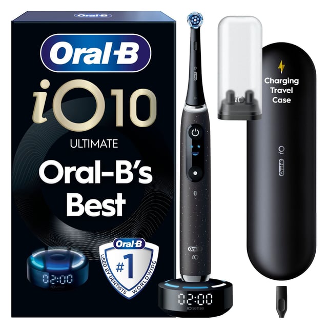 Oral-B iO10 Eltandborste Svart 1 Tandborsthuvud, Resefodral med laddare & Hållare till borsthuvud | Munvård - Tandborste - Eltandborste | Apoteka
