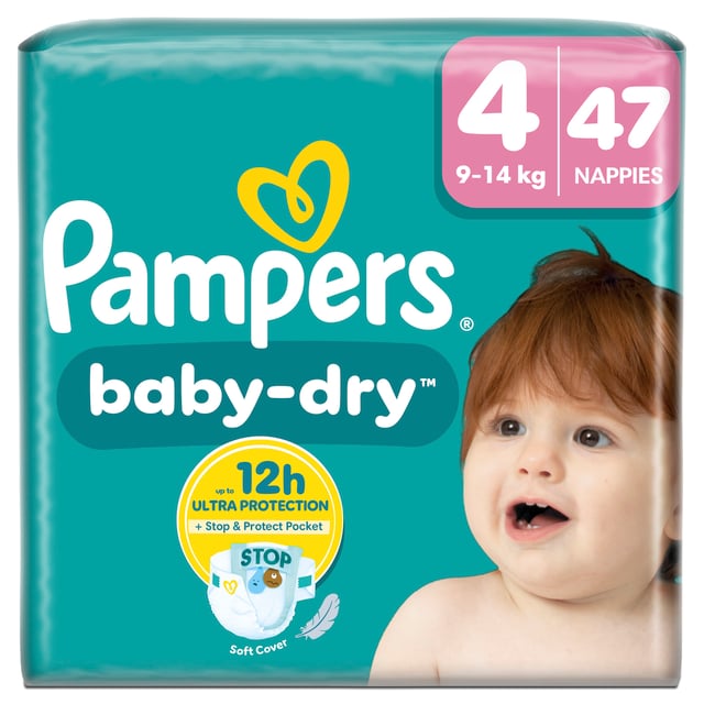 Pampers Baby-Dry Stl 4 (9kg-14kg) 47 st | Baby, barn & förälder - Blöjor & våtservetter - Blöjor | Apoteka