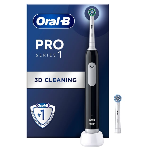 Oral-B Pro 1 Svart eltandborste, 2 huvuden | Munvård - Tandborste - Eltandborste | Apoteka