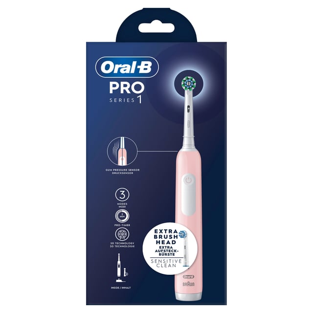 Oral-B Pro 1 Rosa eltandborste, 2 huvuden | Munvård - Tandborste - Eltandborste | Apoteka