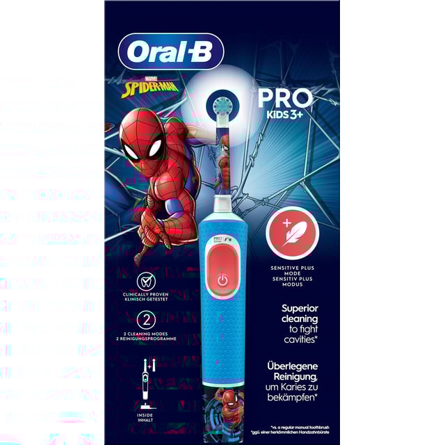Oral-B Pro Kids Eltandborste +3 år Spider-Man & 2 tandborsthuvuden 1 st | Baby, barn & förälder - Munvård för barn - Eltandborstar för barn,Munvård - Tandborste - Eltandborste | Apoteka