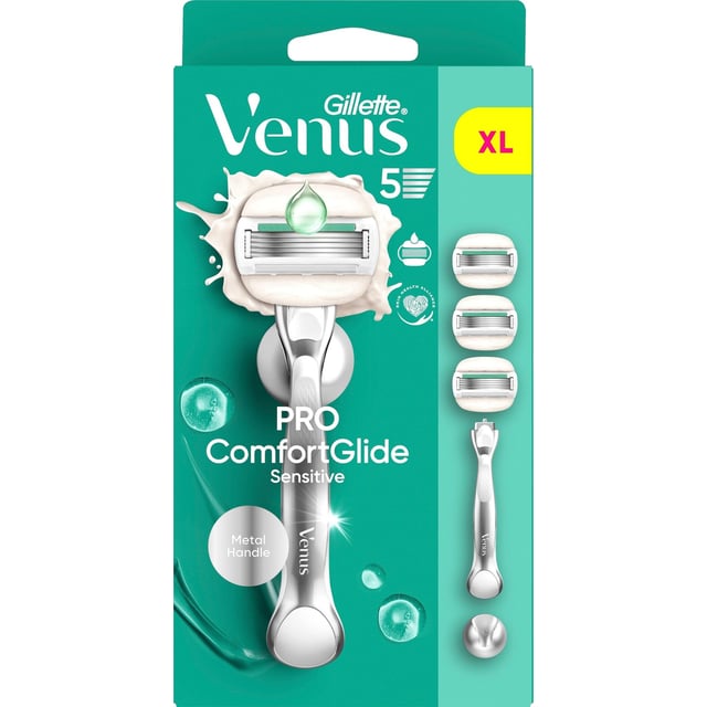 Gillette Venus Pro ComfortGlide Sensitive Rakhyvel med 3 st rakblad och duschhållare