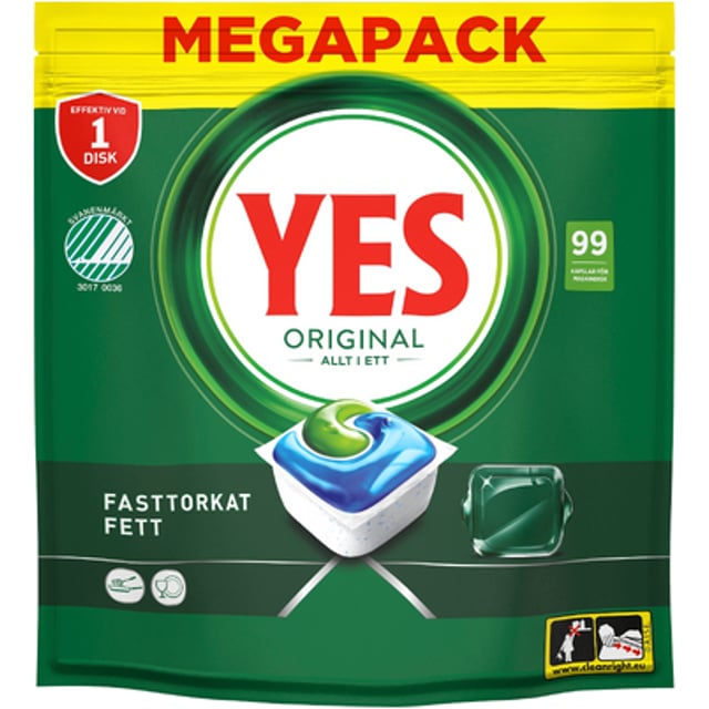 Yes Original All In One Maskindiskmedel, 99 Diskmaskinstabletter | Hushåll - Diskmedel | Apoteka