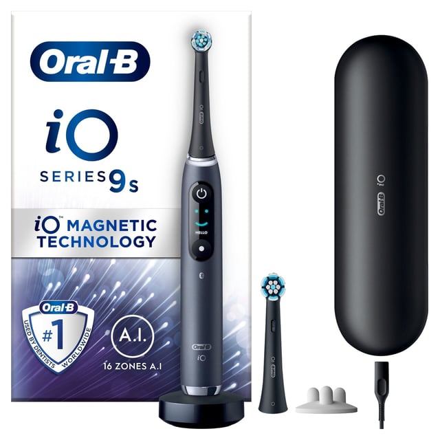 Oral-B iO 9s Eltandborste Svart Onyx, 2 tandborsthuvuden, 1 laddningsbart resefodral | Munvård - Tandborste - Tandborsthuvud,Munvård - Tandborste - Eltandborste | Apoteka