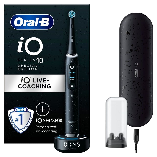 Oral-B iO 10 Eltandborste Cosmic Black, 1 tandborsthuvud, 1 laddningsbart resefodral | Munvård - Tandborste - Tandborsthuvud,Munvård - Tandborste - Eltandborste | Apoteka