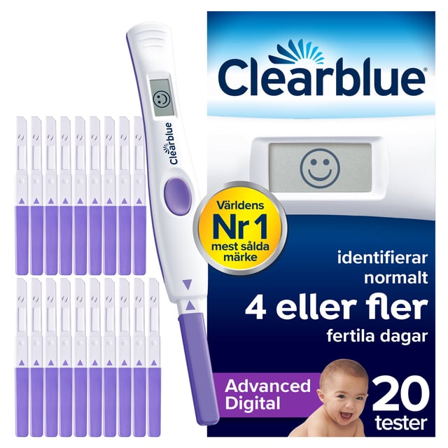 Clearblue Advanced Digital Ägglossningstestkit, 1 digital hållare och 20 ägglossningstester | Sex & lust - Självtester - Ägglossningstest,Graviditet - Ägglossningstest | Apoteka