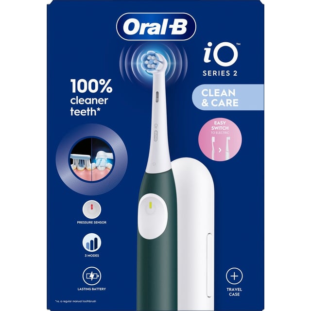 Oral-B iO 2 Eltandborste Forest Green med resefodral | Munvård - Tandborste - Eltandborste | Apoteka