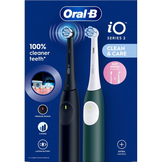 Oral-B iO 2 Duo-pack Eltandborstar Night Black och Forest Green | Munvård - Tandborste - Eltandborste | Apoteka