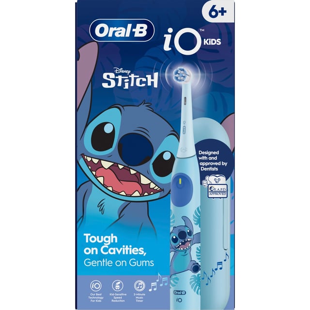 Oral B iO 6 Kids Disney Stitch Eltandborste med Resefodral 1 tandborsthuvud | Baby, barn & förälder - Munvård för barn - Eltandborstar för barn | Apoteka