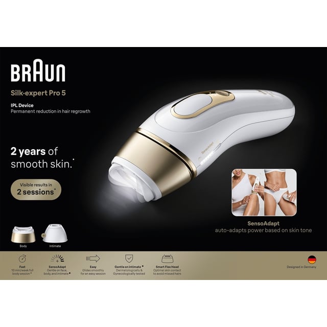 Braun IPL Silk expert Pro 5 Hårborttagning Hemma 2 huvuden PL5221 | Hudvård - Rakning & hårborttagning - Epilering & IPL | Apoteka