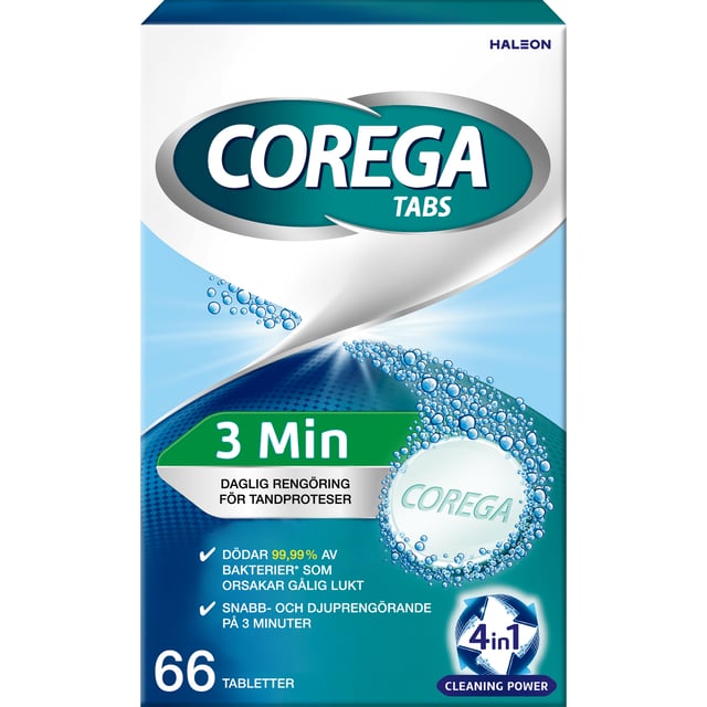 Corega 3 Minutes Protesrengöring 66 tabletter | Munvård - Tandprotes & bettskena | Apoteka