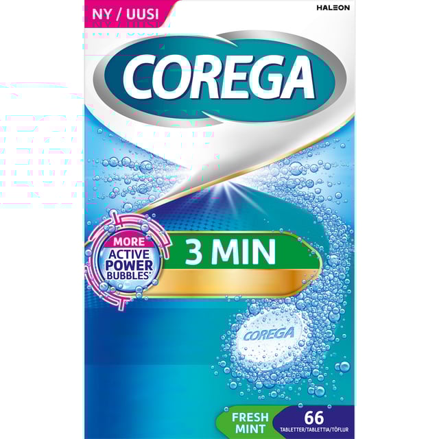 Corega 3 Minutes Protesrengöring 66 tabletter | Munvård - Tandprotes & bettskena | Apoteka