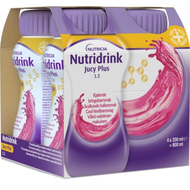 Nutridrink Jucy Plus Svalkande Hallon 4x200 ml | Viktkontroll - Kosttillägg | Apoteka